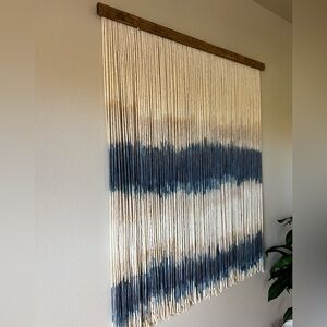 STORM Il | hand-dyed wall hanging with with hues of taupe and blue dip-dye
